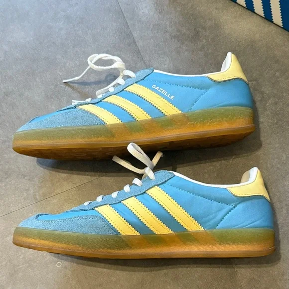 Adidas Gazelle Light Blue and Yellow Sneakers - Picture 4 of 9
